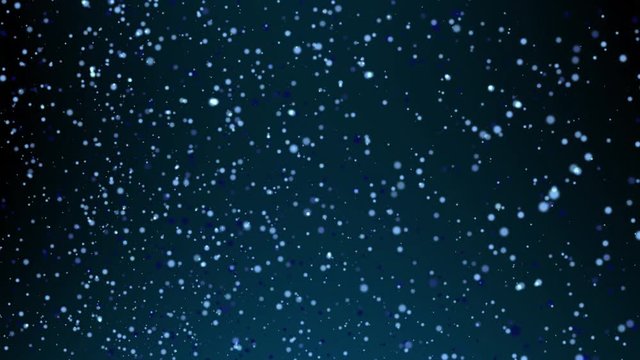 Abstract animated composition with balls randomly moving in space in blue