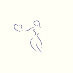 woman with heart icon vector
