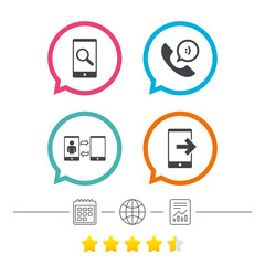 Phone icons. Call center support symbol.