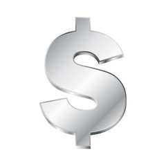 vector illustration of a silver dollar sign on white background