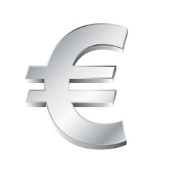 vector illustration of a silver euro sign on white background