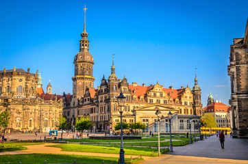 Naklejka premium Dresden Cathedral of the Holy Trinity or Hofkirche, Dresden Castle in Dresden, Saxrony, Germany