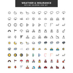 Naklejka premium weather and insurance icon