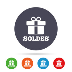 Soldes - Sale in French sign icon. Gift.