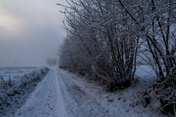 Strada innevata