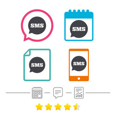 SMS speech bubble icon. Information symbol.