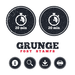 Fototapeta premium Timer sign icon. 20 minutes stopwatch symbol.