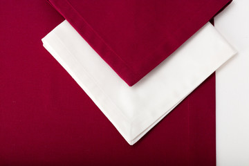 top view of a crimson tablecloth
