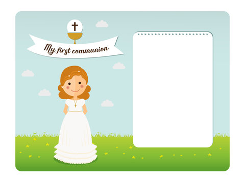 My first communion invitation with notes space