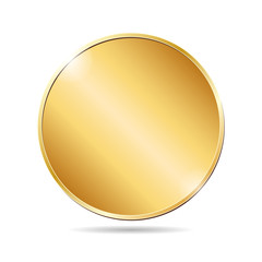 vector illustration of a blank golden coin on white background