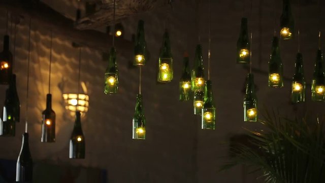 Lamps in interior from bottles