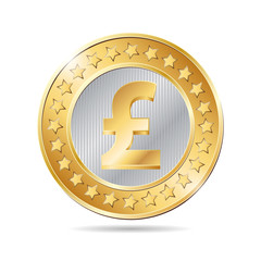 vector illustration of a coin with pound sign