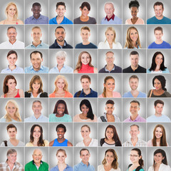 Collage Of People On Gray Background