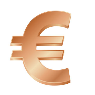 vector illustration of a bronze euro sign on white background