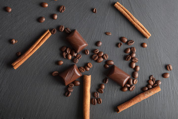 chocolate candies and coffee beans