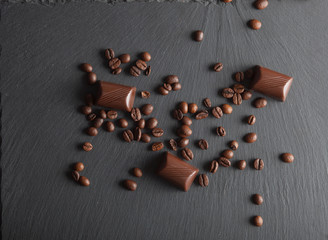 chocolate candies and coffee beans