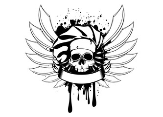 skull of cook with knifes