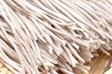 raw japanese soba noodle