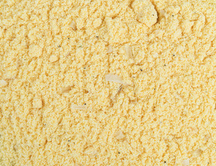 A very close view of cheddar potato dry soup mix.