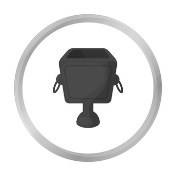 Garbage can icon in monochrome style isolated on white background. Parksymbol stock vector illustration.