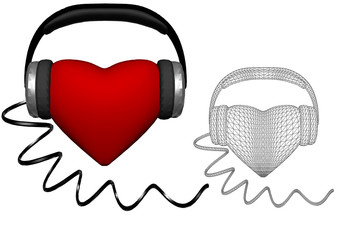 heart with headphones