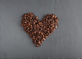 Heart of coffee beans