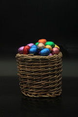 Easter eggs in a wicker basket