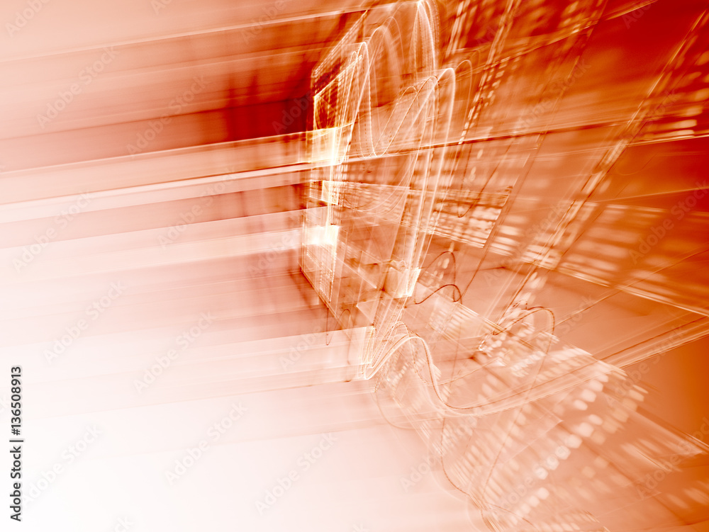 Poster abstract background element. three-dimensional composition of wave shapes, grids and beams. science 