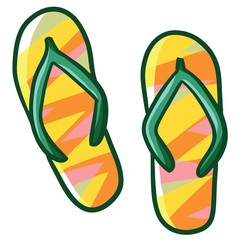 Funny and bright colorful sandals cartoon - vector.