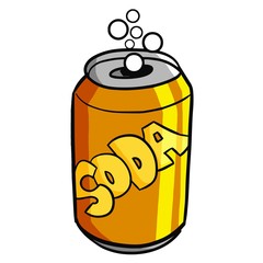 Funny orange soda can - vector.