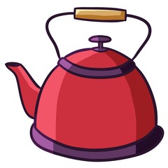 Red purple vintage kettle cartoon - vector.