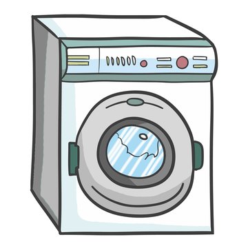 Washing machine in cartoon - vector.