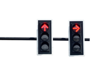  Traffic lights (red), isolated on white background