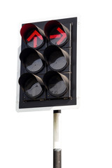  Traffic lights (red), isolated on white background