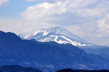 冬の浅間山と妙義山