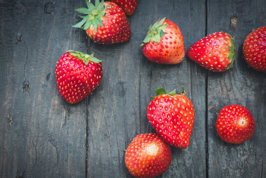 Fresh strawberries closeup. Strawberry red berry fruit from the