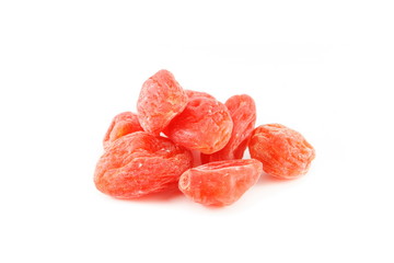 Dried red prune isolated on white background