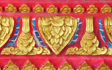 Traditional Thai style pattern decorative, stucco gold paint in