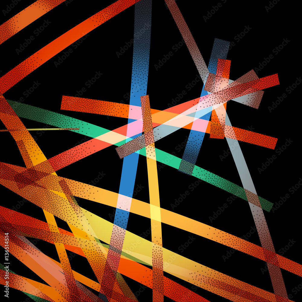 Poster abstract background with retro colorful lines and vintage dotwork shades