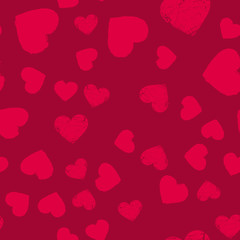 Valentines Day seamless pattern with red hearts sprayed for background, card or wrapper