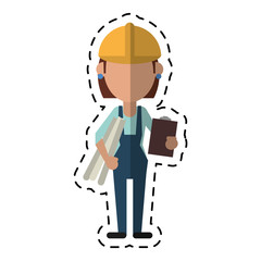 cartoon architec woman plans clipboard vector illustration eps 10