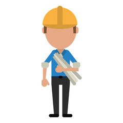 man building construction plans helmet vector illustration eps 10