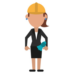 woman with megaphone work helmet vector illustration eps 10