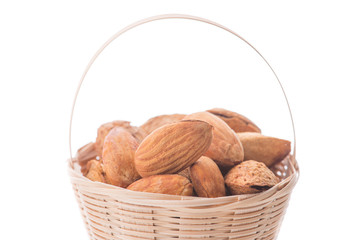 Almonds nut with shell isolated on white