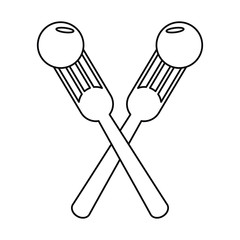 crossed fork with fruit tasty thin line vector illustration eps 10