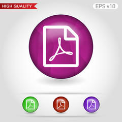 Acrobat or PDF file icon. Button with PDF file icon. Modern UI vector.
