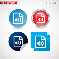 Audio file icon. Button with audio file icon. Modern UI vector.