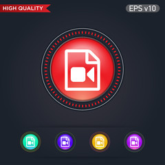 Video file icon. Button with video file icon. Modern UI vector.