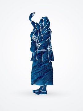 blue figure blowing shofar clip art preview