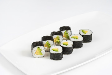 sushi on the white plate